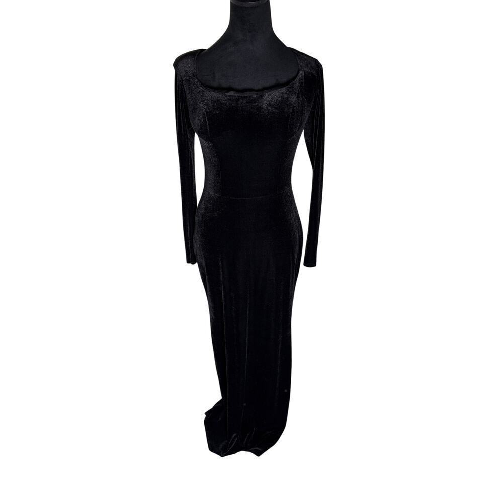 Black Velvet Corset Style Gothic Maxi Dress XS